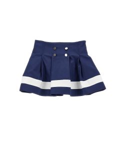 Monnalisa Girls Navy &amp; White Box Pleat Skirt