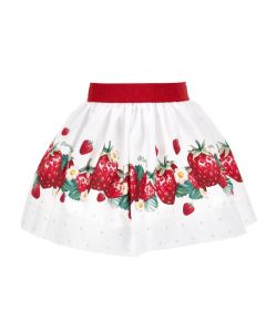 Monnalisa White Strawberry Skirt