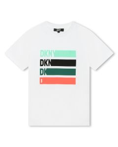 DKNY Boys White Cotton Graduated Logo T-Shirt