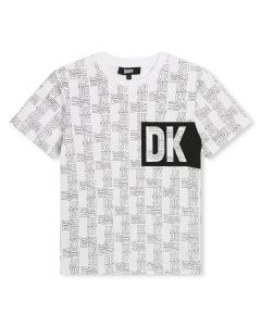 DKNY White &amp; Black Multi Logo Cotton T-Shirt