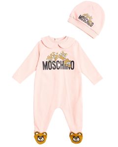 Moschino Sugar Rose Cotton Tumbling Teddy Bear Babygrow Gift Set