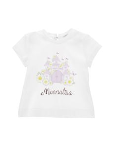 Monnalisa Baby Girls White Cotton Princess Castle T-Shirt