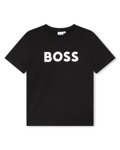 BOSS Boys New Season Black Cotton T-Shirt
