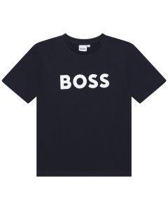 BOSS Boys New Season Navy Cotton T-Shirt