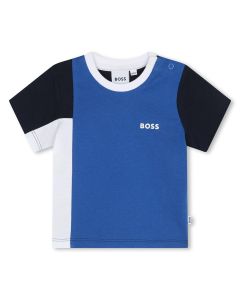 BOSS Boys Blue Colourblock NS2024 Cotton T-Shirt