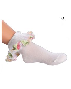 Daga Girls Ivory Ankle Socks With Tulip Ruffle
