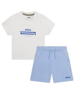 BOSS Kidswear Baby Boys White &amp; Pale Blue Set