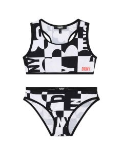 DKNY Girls Black & White Checkerboard Bikini