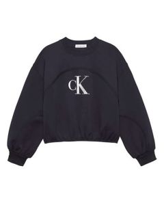 Calvin Klein Jeans SS24 Black Cotton Logo Sweatshirt