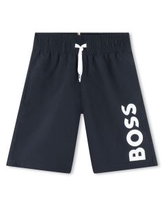 BOSS Older Boys NS24 Navy Logo Swim Shorts