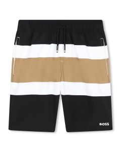 BOSS Boys NS 2024 Black Striped Swim Shorts