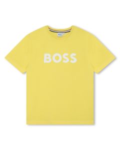 BOSS Boys New Season Straw Yellow Cotton T-Shirt