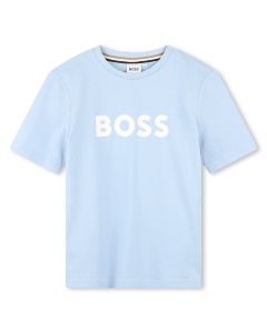 BOSS Boys New Season Pale Blue Cotton T-Shirt