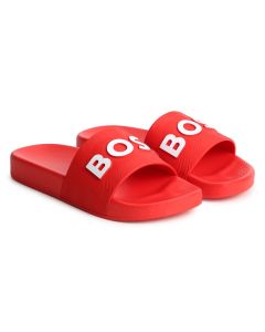 BOSS Older Boys NS 2024 Red Aqua Slides