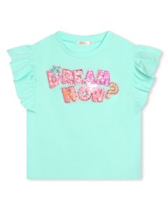 Billieblush Girls Aqua Blue Cotton Dream T-Shirt