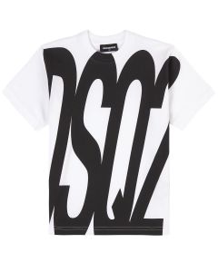 DSQUARED2 White Large Printed Black Logo T-shirt