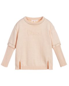 Chloé Pink Cotton Logo Knitted  Sweater