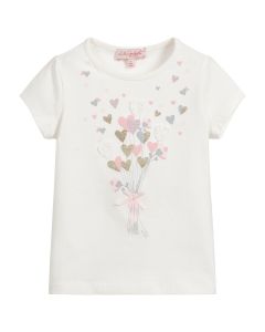 Lili Gaufrette Ivory Cotton Hearts T-Shirt