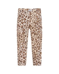 Monnalisa Girls Beige Cotton Leopard Print Leggings