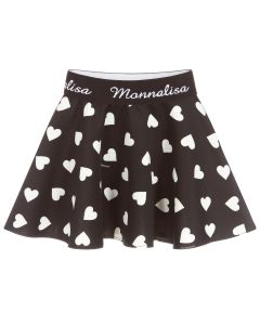 Monnalisa Girls Black Jersey Heart Skirt