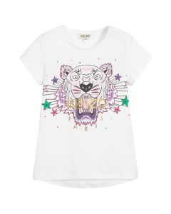 Kenzo Kids White Cotton Iconic Seasonal Tiger T-Shirt