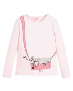 Lili Gaufrette Girls Pink Cotton Jersey Handbag Top