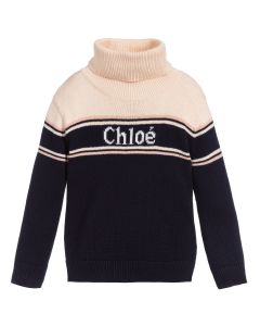 Chloé Blue & Pink Rollneck Sweater