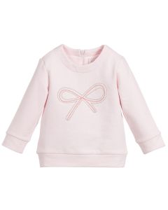 Lili Gaufrette Girls Pink Cotton Bow Sweatshirt