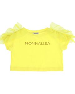 Monnalisa Girls Net Sleeved Yellow T-Shirt 