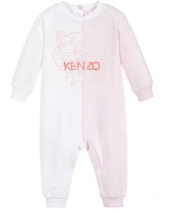 Kenzo Kids Pink and White Organic Cotton Babygrow