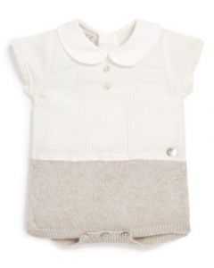 Paz Rodriguez Baby Boy Ivory and Beige Linen and Knit Shortie