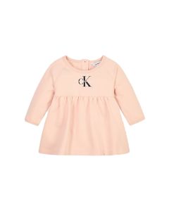 Calvin Klein Baby Girls Rose Sweatshirt Dress With Logo Monogram