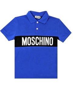 Moschino Kid Boys Blue Logo Polo Shirt