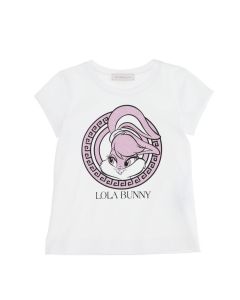 Monnalisa White Pink Sparkly Lola Bunny T-Shirt