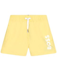 BOSS Baby Boys Yellow White Logo Swim Shorts