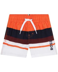 BOSS Boys Orange Stripe Swim Shorts