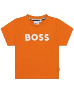BOSS Baby Boys Orange Cotton White Logo T-Shirt