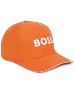 BOSS Older Boys Orange Cotton White Logo Cap