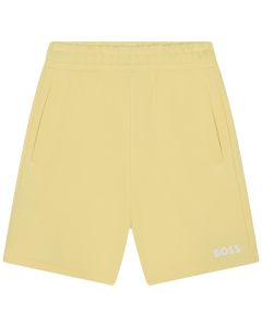 BOSS Boys Yellow & White Cotton Logo Shorts