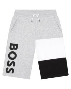 BOSS Older Boys Grey Colourblock Jersey Shorts