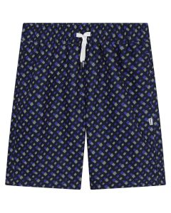 BOSS Teen Boys Blue Monogram Logo Swim Shorts