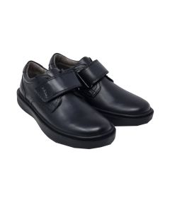 Geox Boys "Federico" Black Leather Shoes With Velcro Strap
