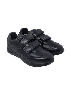 Geox Boys Black Leather "Xitizen" School Shoes With Double Velcro Straps