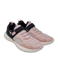 Geox Girls Pink Mesh And Lycra Trainers With Velcro Strp And Black Detail