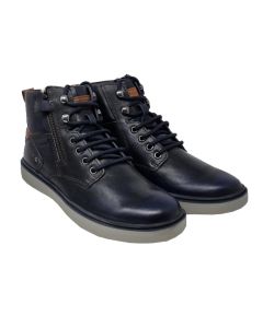 Geox Boys Navy Blue Leather Boots With Zip Up Side