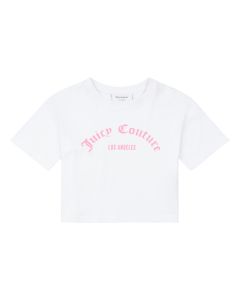 Juicy Couture Girls White Boxy Fit T-Shirt With Pink Logo