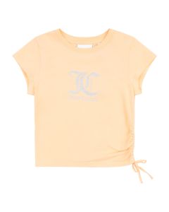 Juicy Couture Girls Orange T-Shirt With Glitter Logo And Side Tie Detail