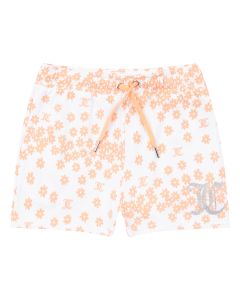 Juicy Couture Girls Orange Daisy Print Shorts With Glitter Logo Detail
