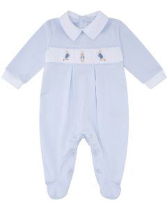 Mini-La-Mode Baby Boys Blue Peter Rabbit Fine Knit Babygro