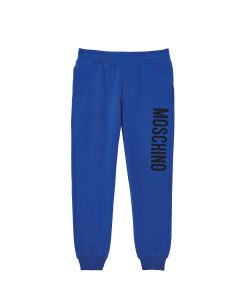 Moschino Kids Royal Blue Joggers WIth Logo Down Left Leg